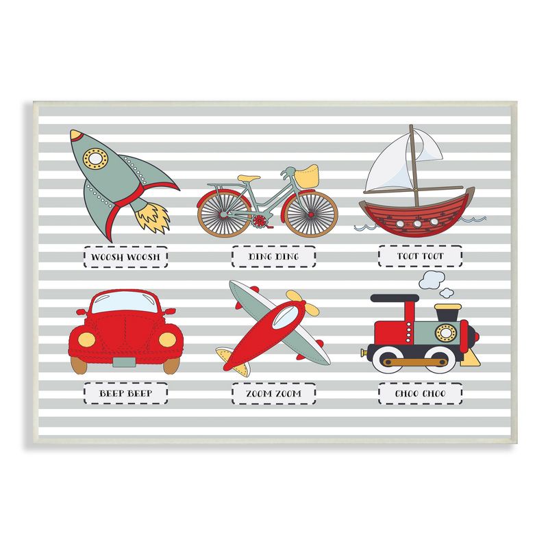 Transportation Icons and Noises Wall Plaque Art (12.5"x18.5"x0.5") - Stupell Industries
