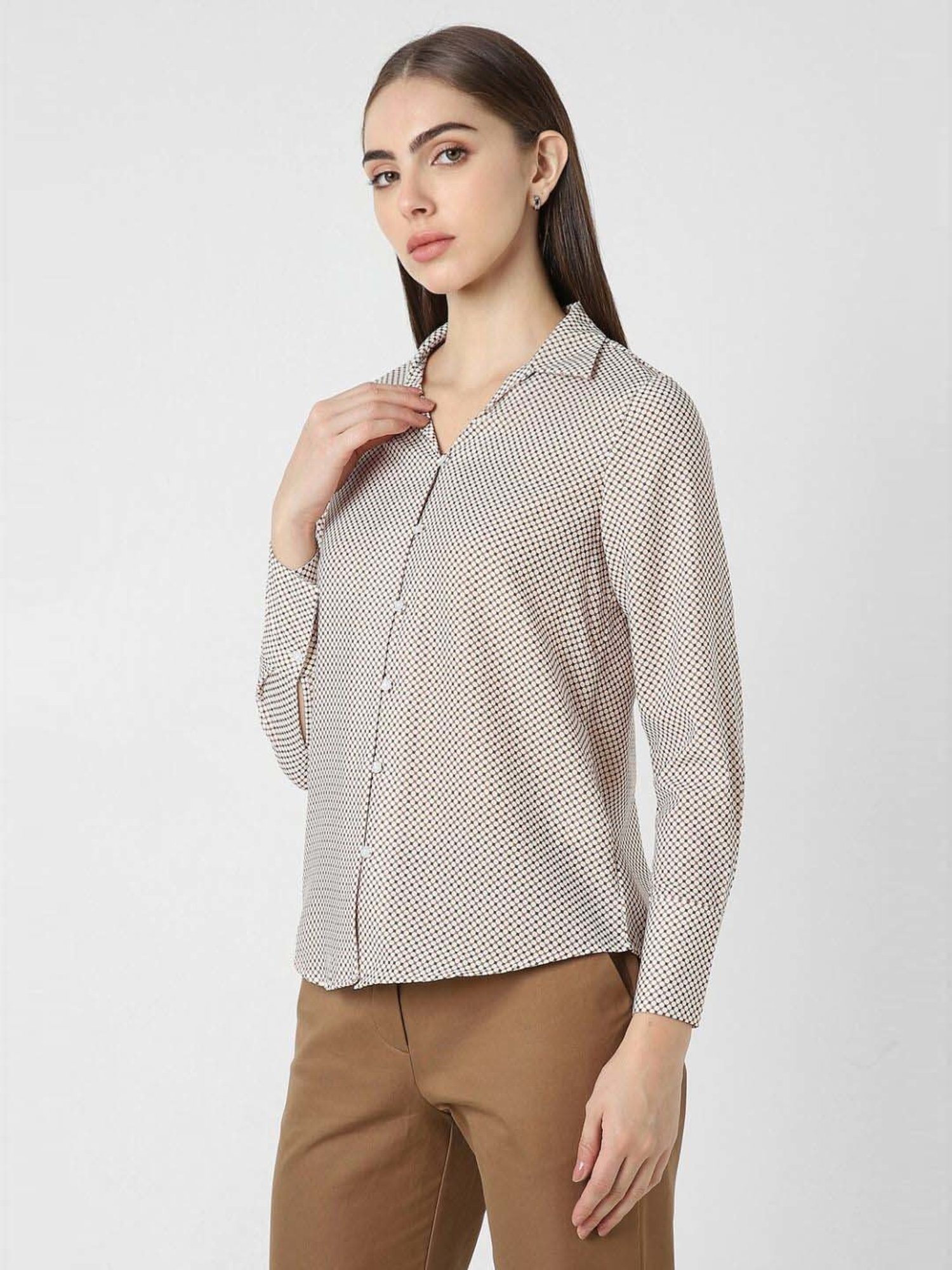 Van Heusen White Printed Formal Shirt