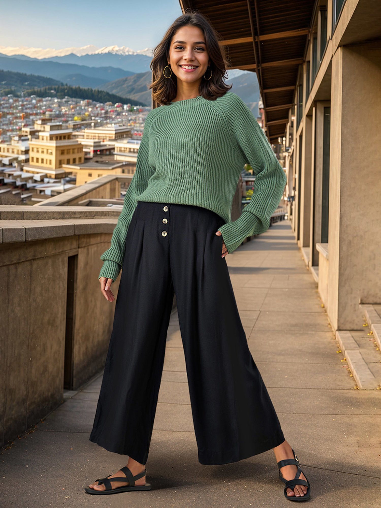 Akkriti by Pantaloons Green Regular Fit Sweater