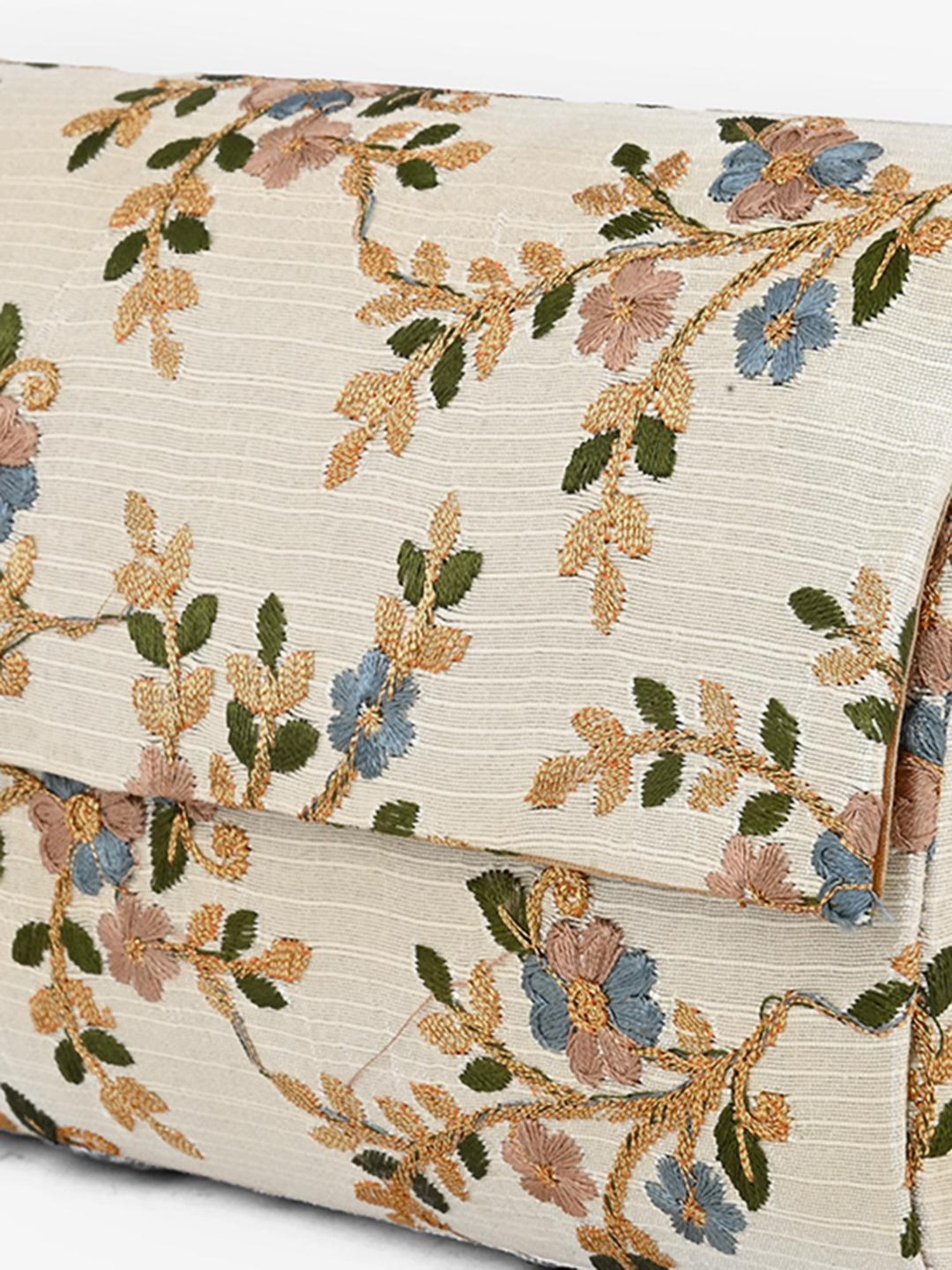 Gaurapakhi White Embroidered Envelope Clutch