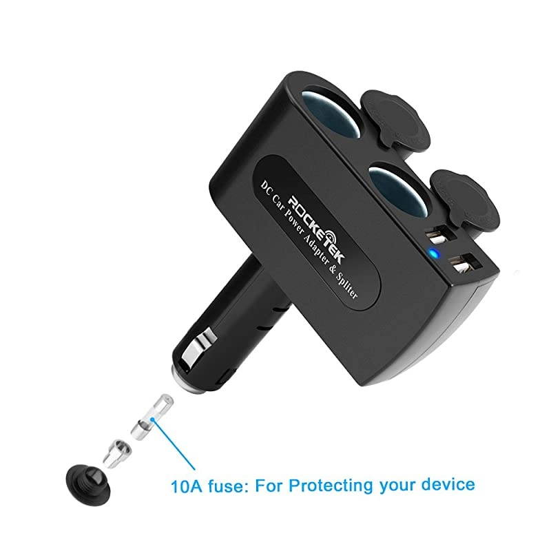 2Socket Car Splitter Cigarette Lighter Adapter Multi Power Outlet 1224V 90W with 31A 2 USB Car Charger Adapter Cigarette Lighter Splitter Adapter for iPhone ipad Cell Phone Tablet GPS