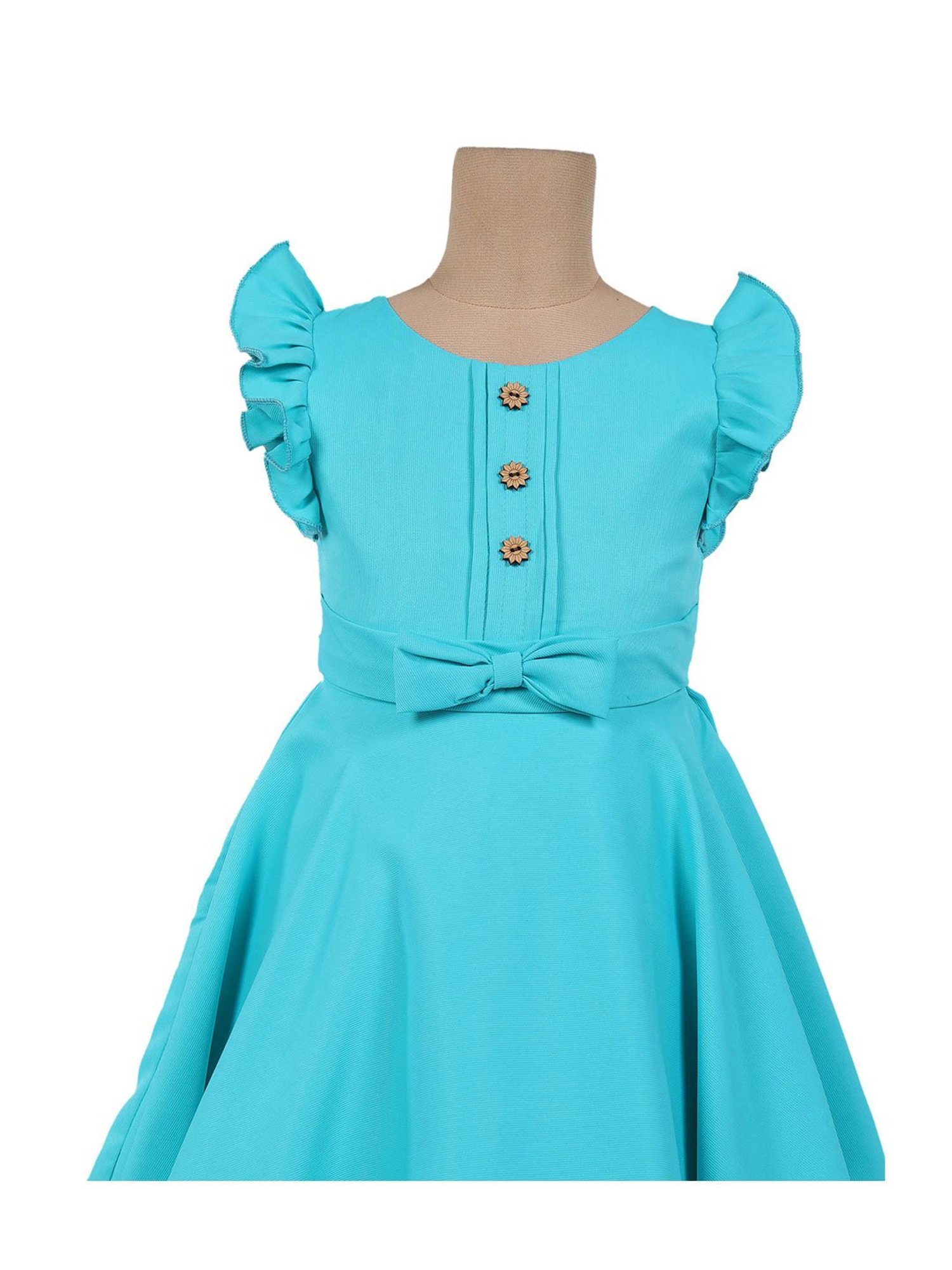 The Magic Wand Kids Sea Blue Solid Dress