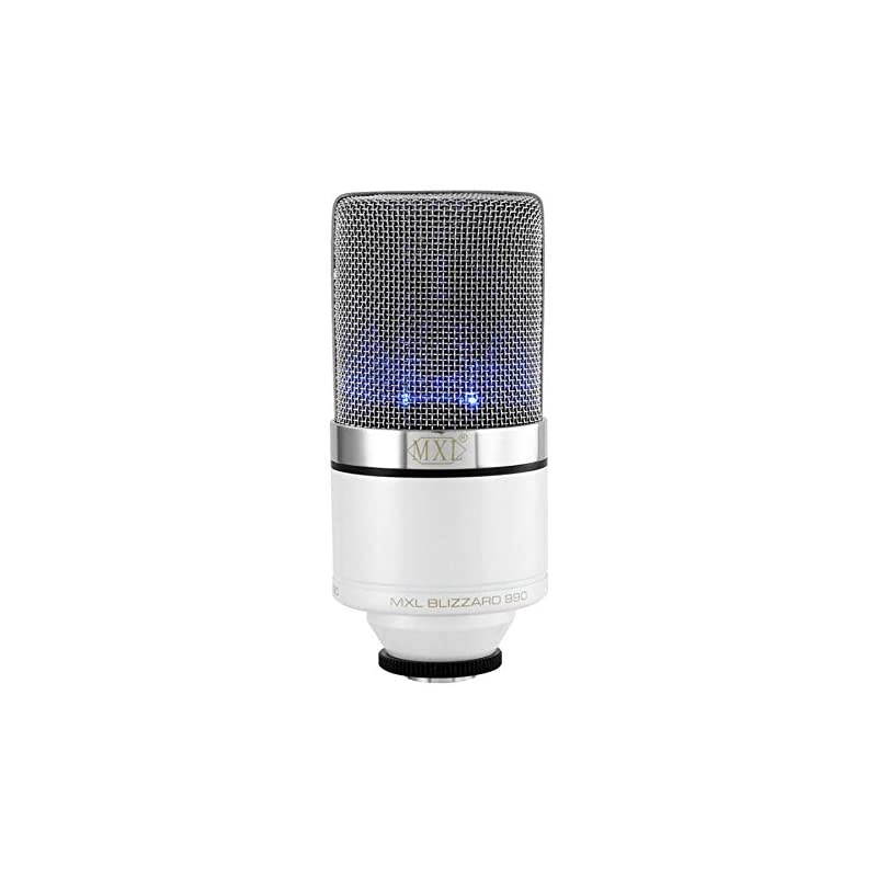 Mics 990 Blizzard Condenser Microphone with Blue LED Lights for Podcasting Voice Overs Studio Recordings