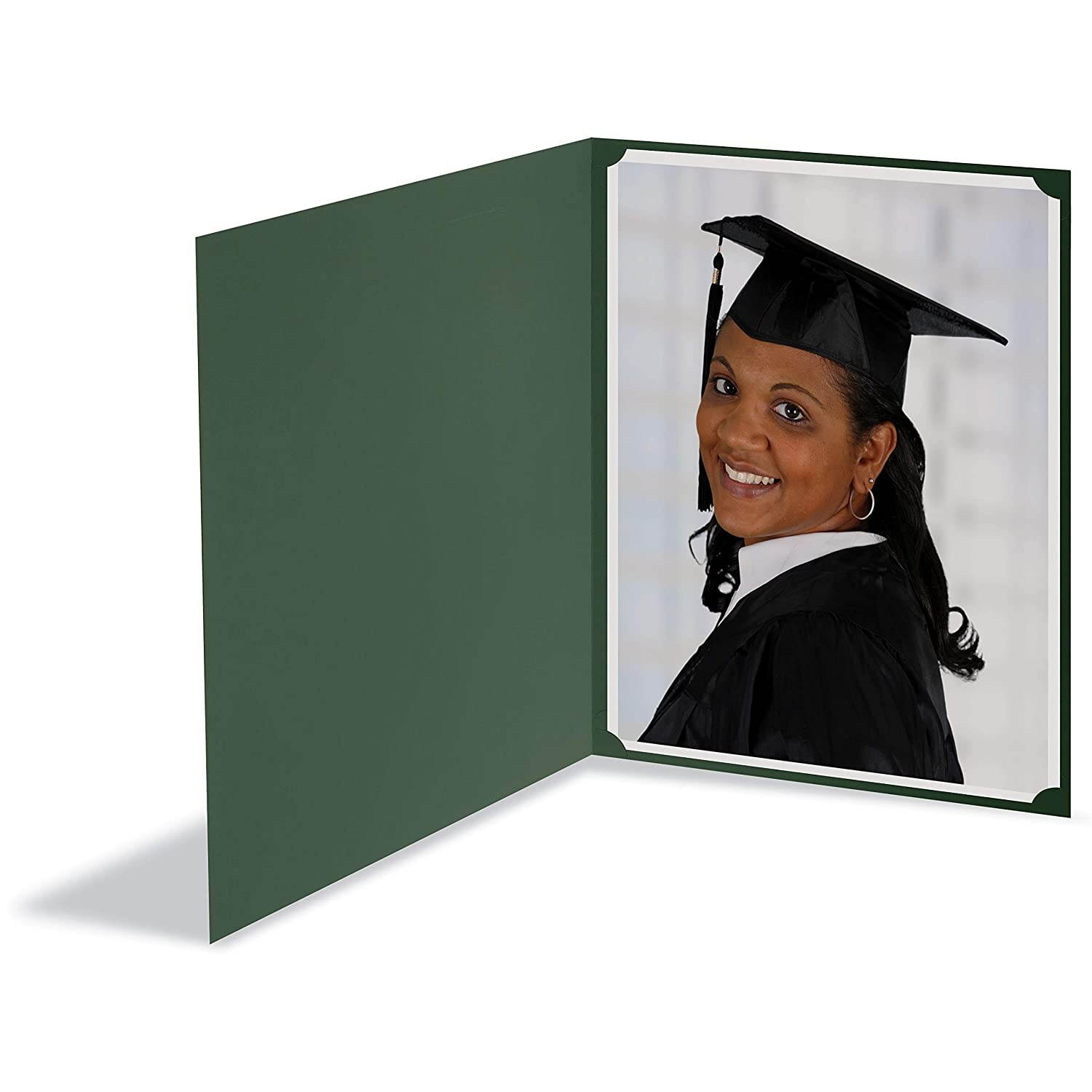 25 Pack Green Certificate Holders, Diploma Holders, Document Covers with Gold Foil Border, by Better Office Products, for Letter Size Paper, 25 Count, Hunter Green