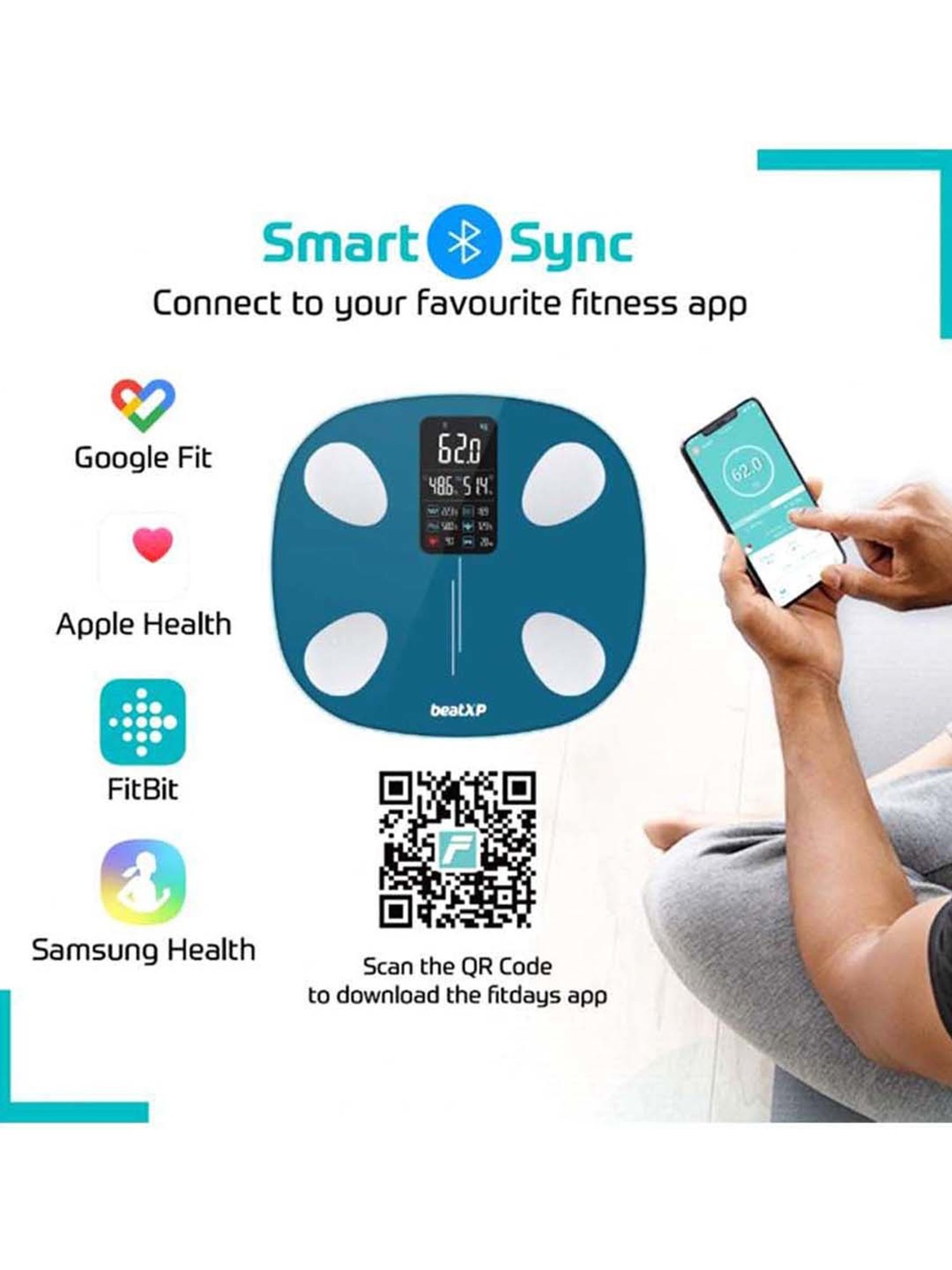 beatXP SmartPlus Prime Weighing Scale (Teal)