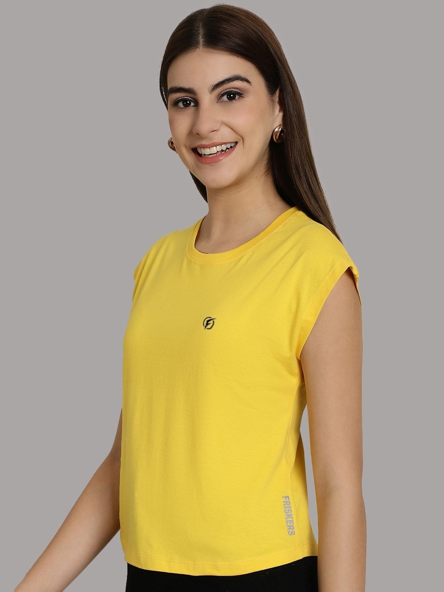 Friskers Yellow Slim Fit Sports T-Shirt