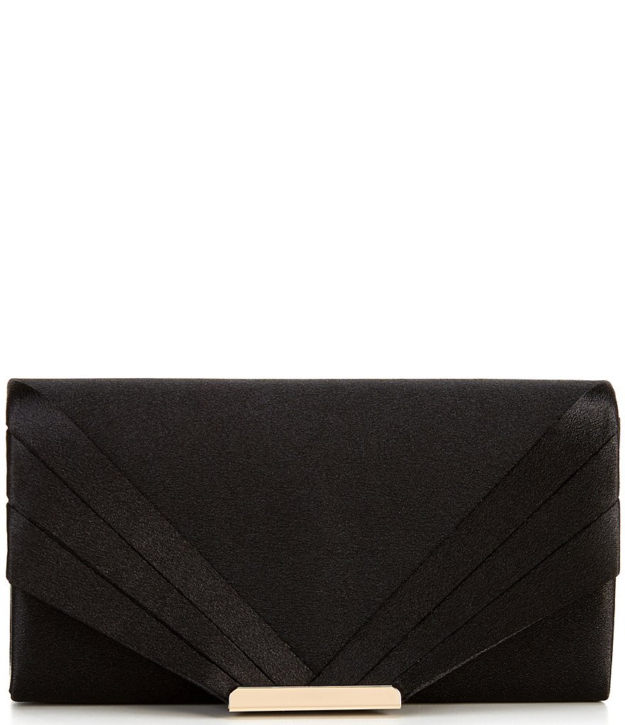 Kate Landry Satin Diagonal Pleat Flap Clutch