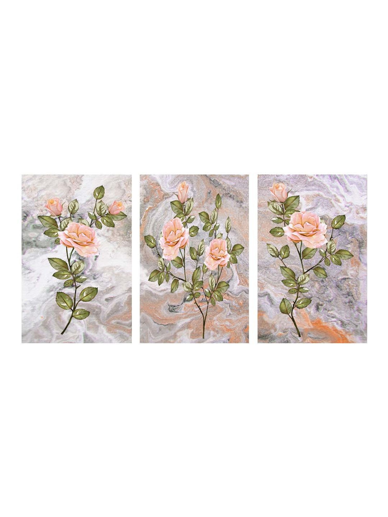 999Store Multicolor Garden Roses Art 3 Frame Canvas Paintings