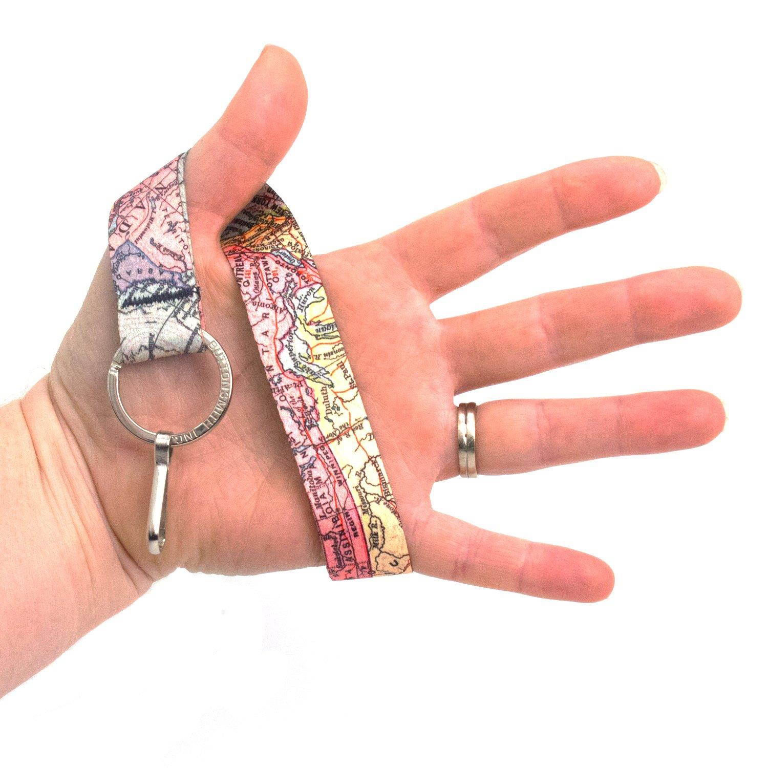 Buttonsmith Vintage Map Premium Wristlet - Made in USA