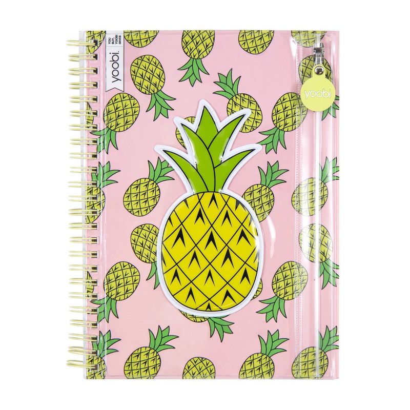 Spiral Notebook 1 Subject College Ruled Front Pocket Pineapple  - Yoobi™