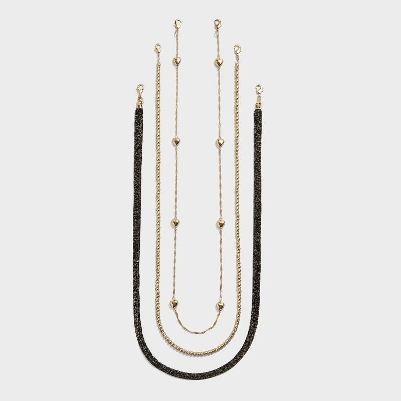 SUGARFIX by BaubleBar Women's 3pk Glasses Lanyard with Multifunctional Clasp - Metallic/Bead/Heart One Size