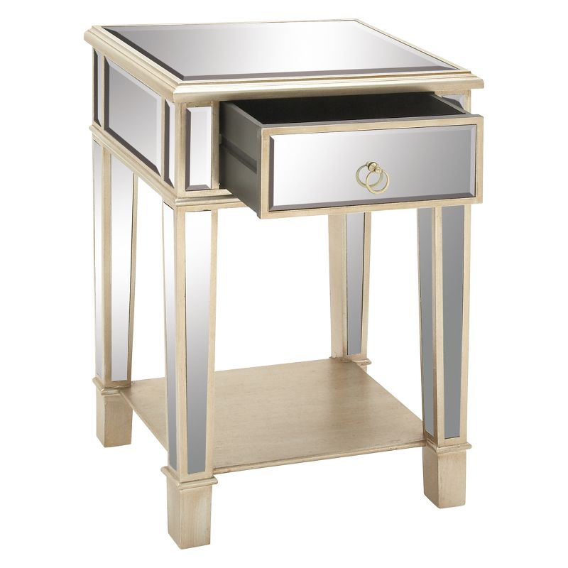 Wood and Mirror Modern Accent Table Beige - Olivia & May
