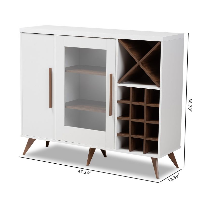 Pietro Finished Wine Cabinet White/Brown - BaxtonStudio