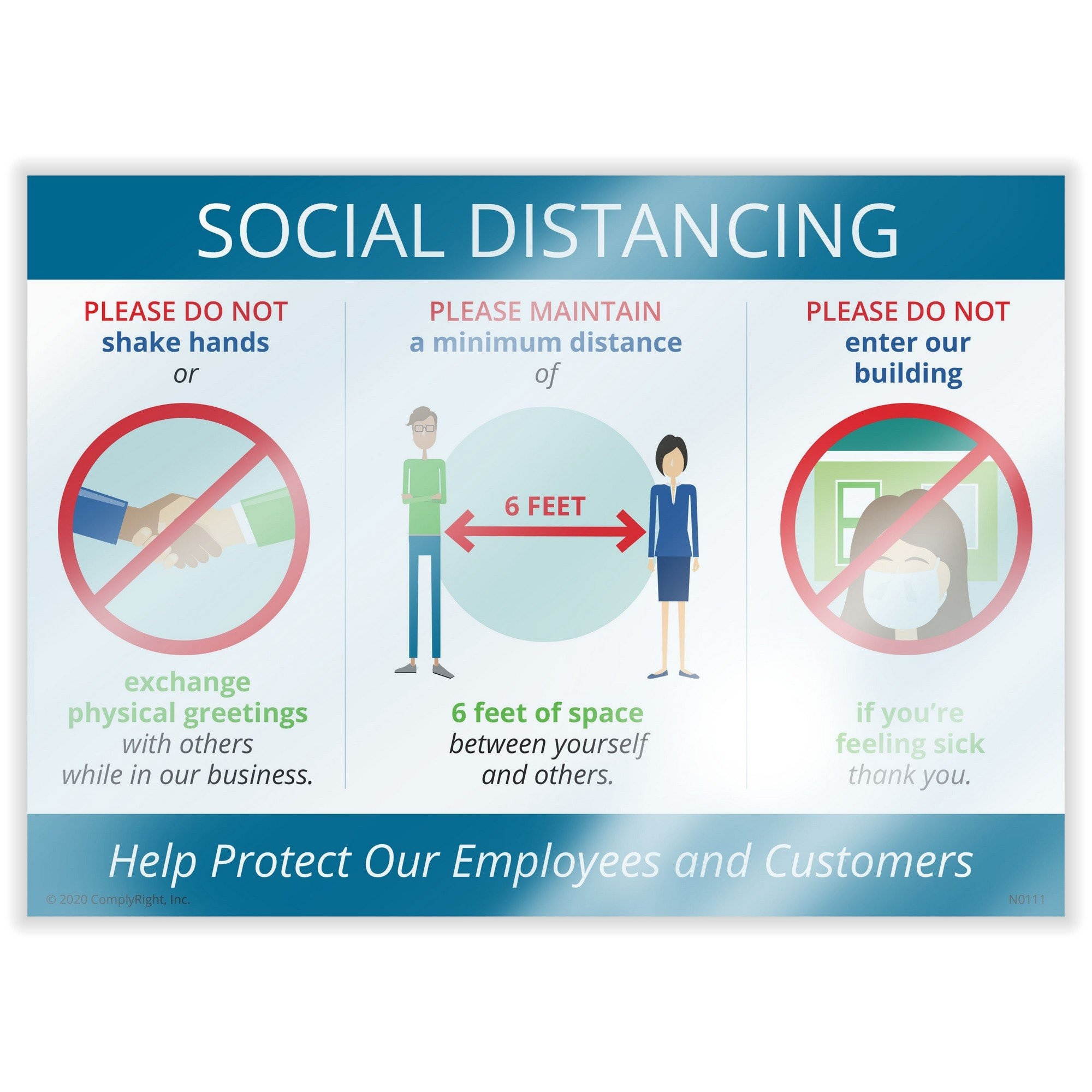 Social Distancing Window Cling, 10" x 14" - 1 Window Decal