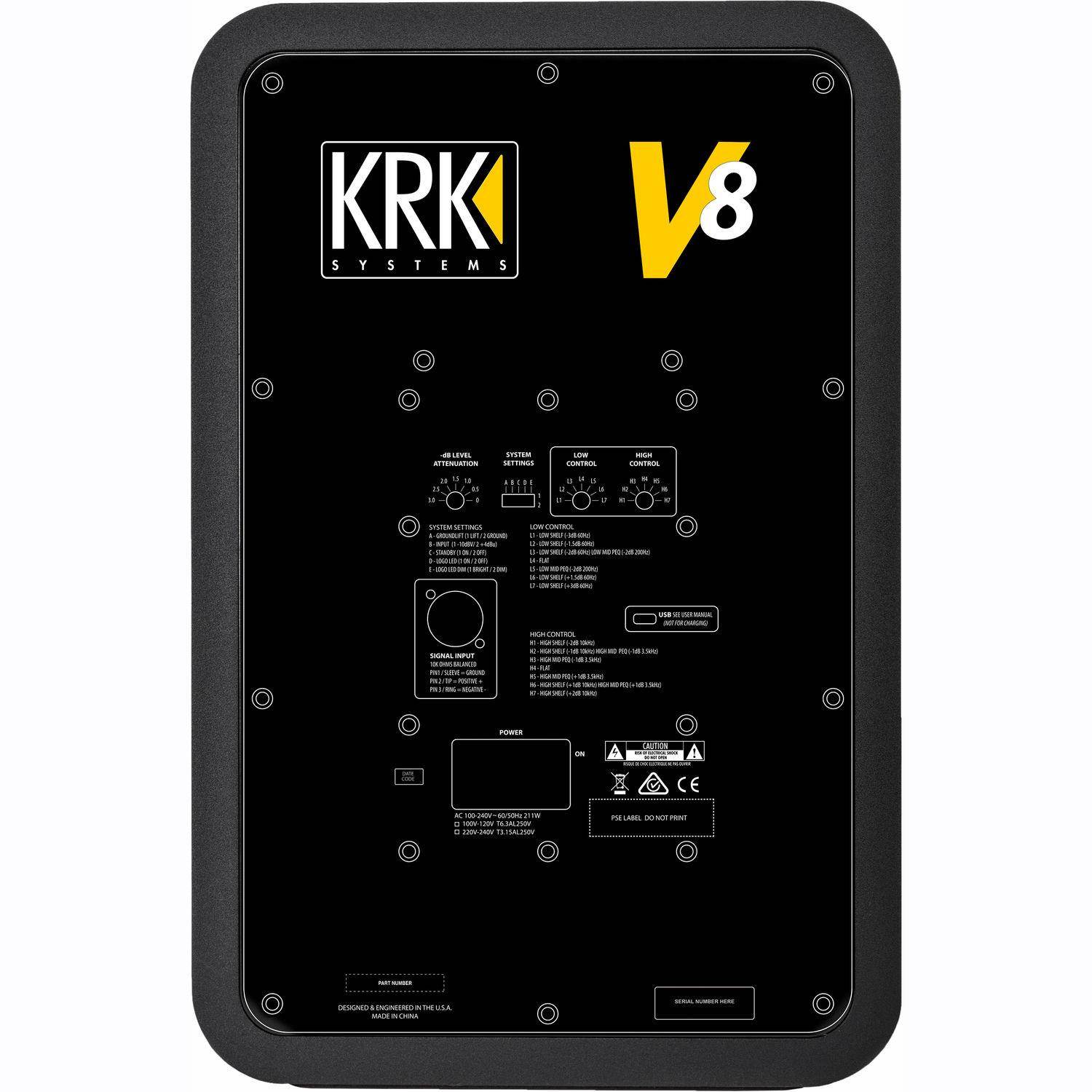 KRK V8 S4 8" Two-Way Active Studio Monitor (Single)