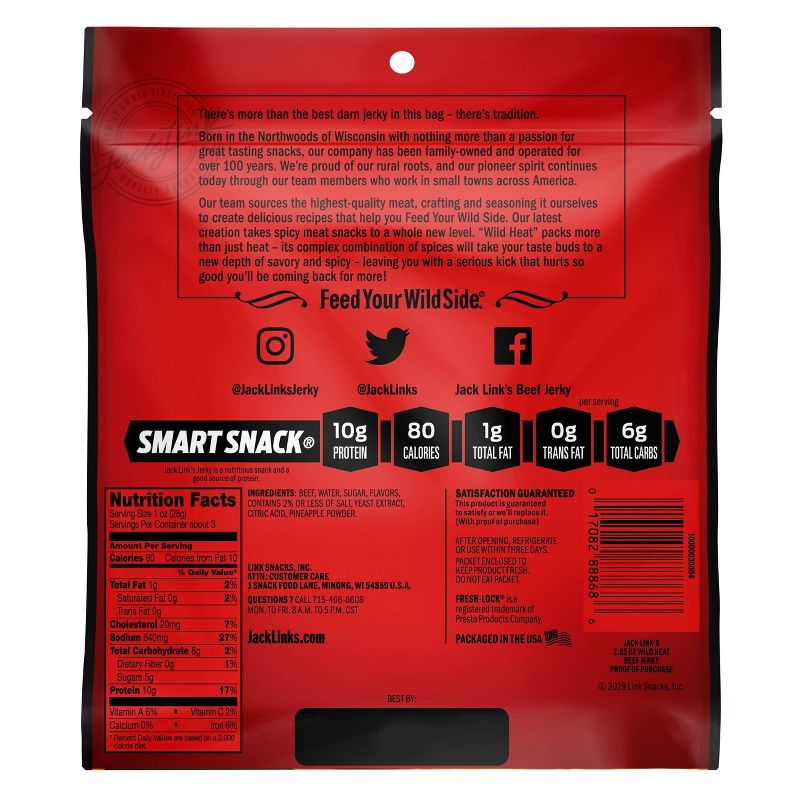 Jack Link's Wild Heat Beef Jerky - 2.85oz