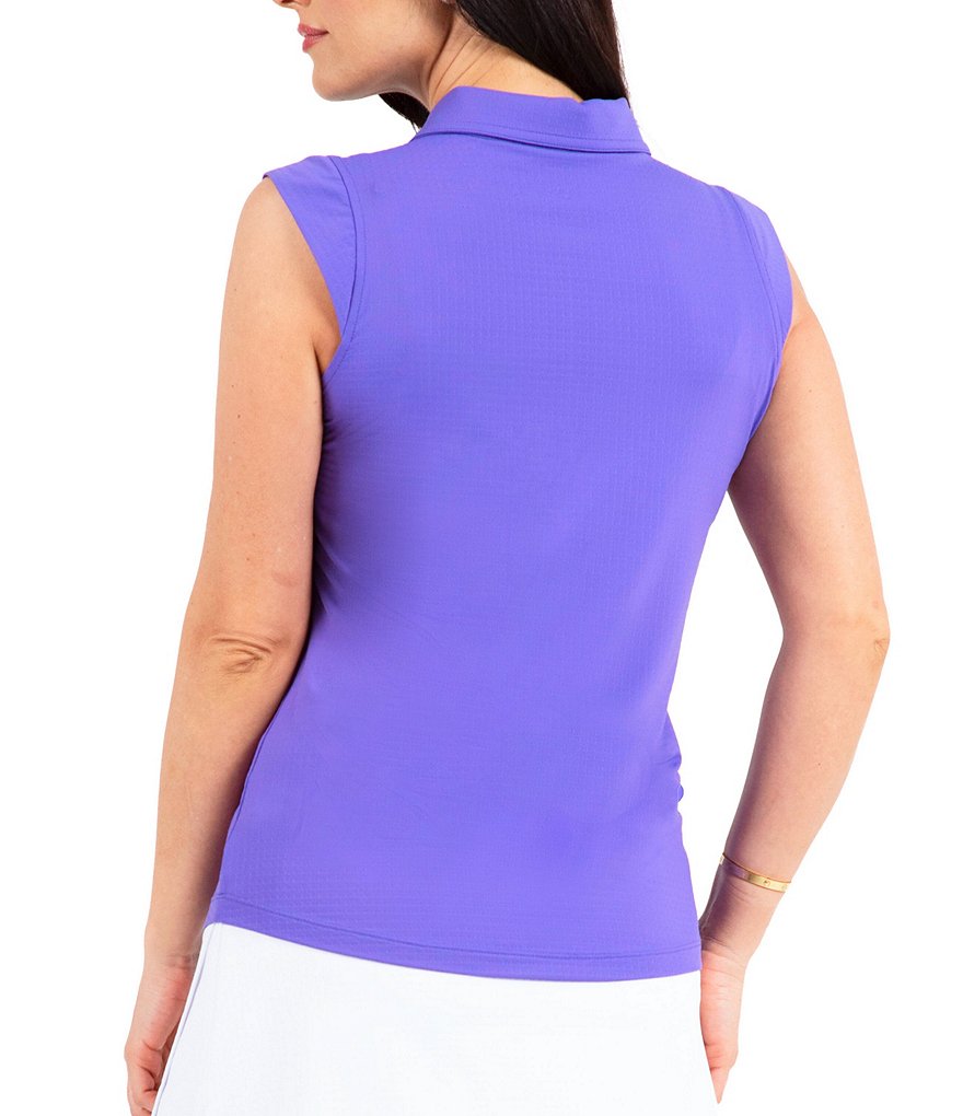 IBKUL Essential Solid Sleeveless Point Collar Polo Top