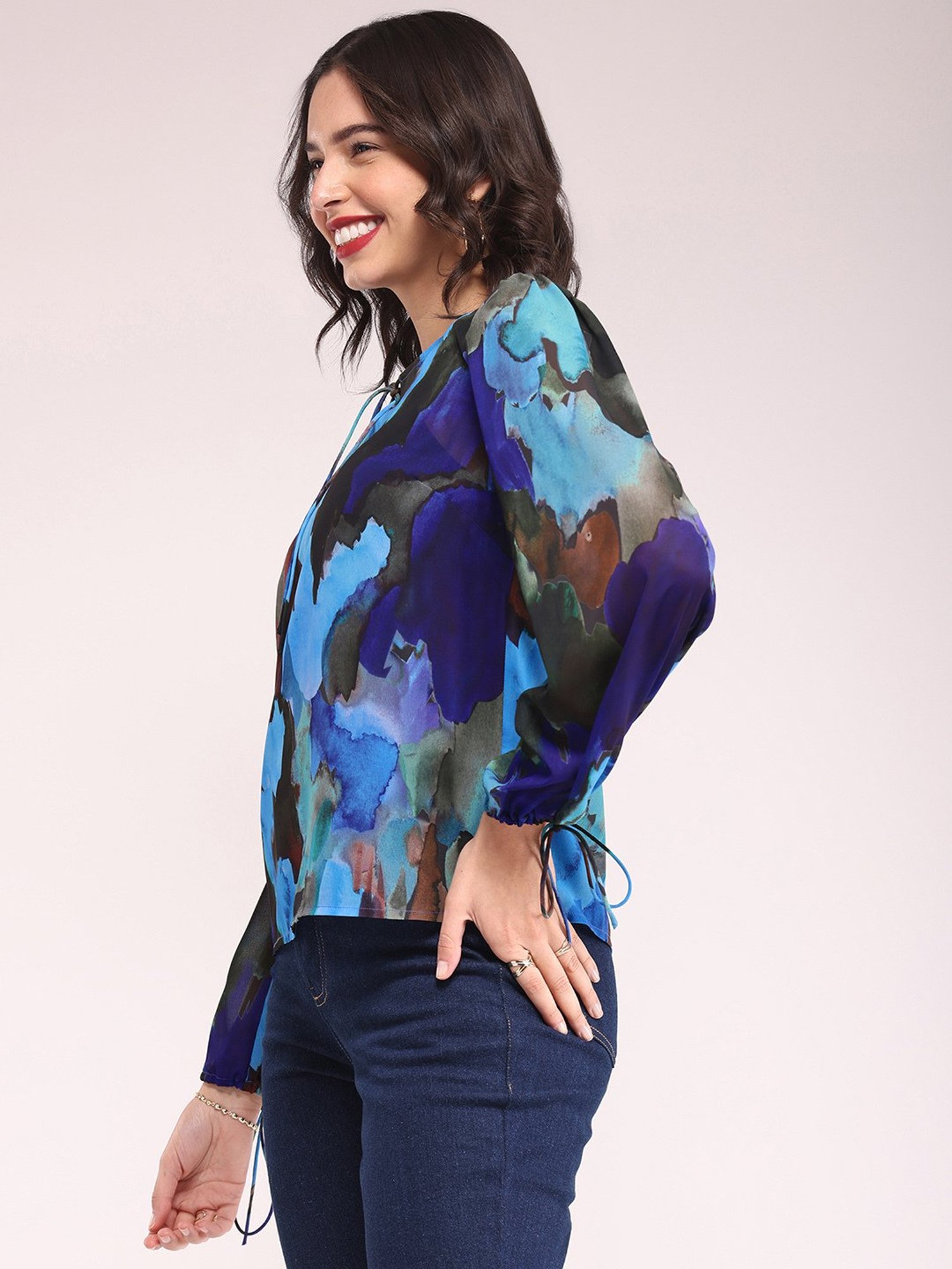Fablestreet Blue Printed Top