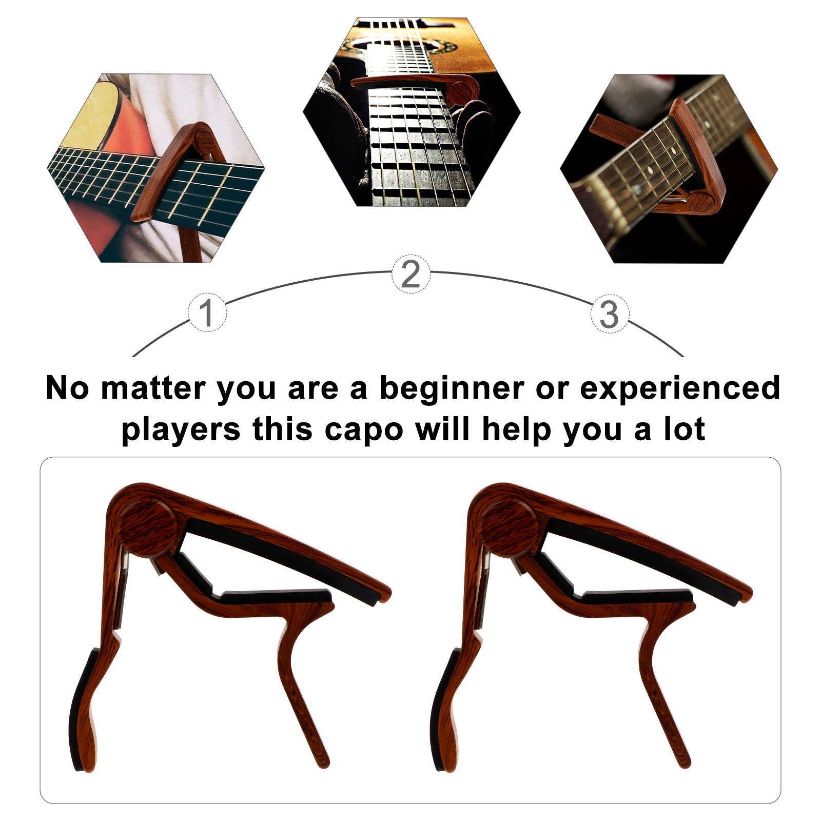 Aluminium Alloy Guitar Capo Professional Guitar Tuner Ukulele Clip-on Tuner