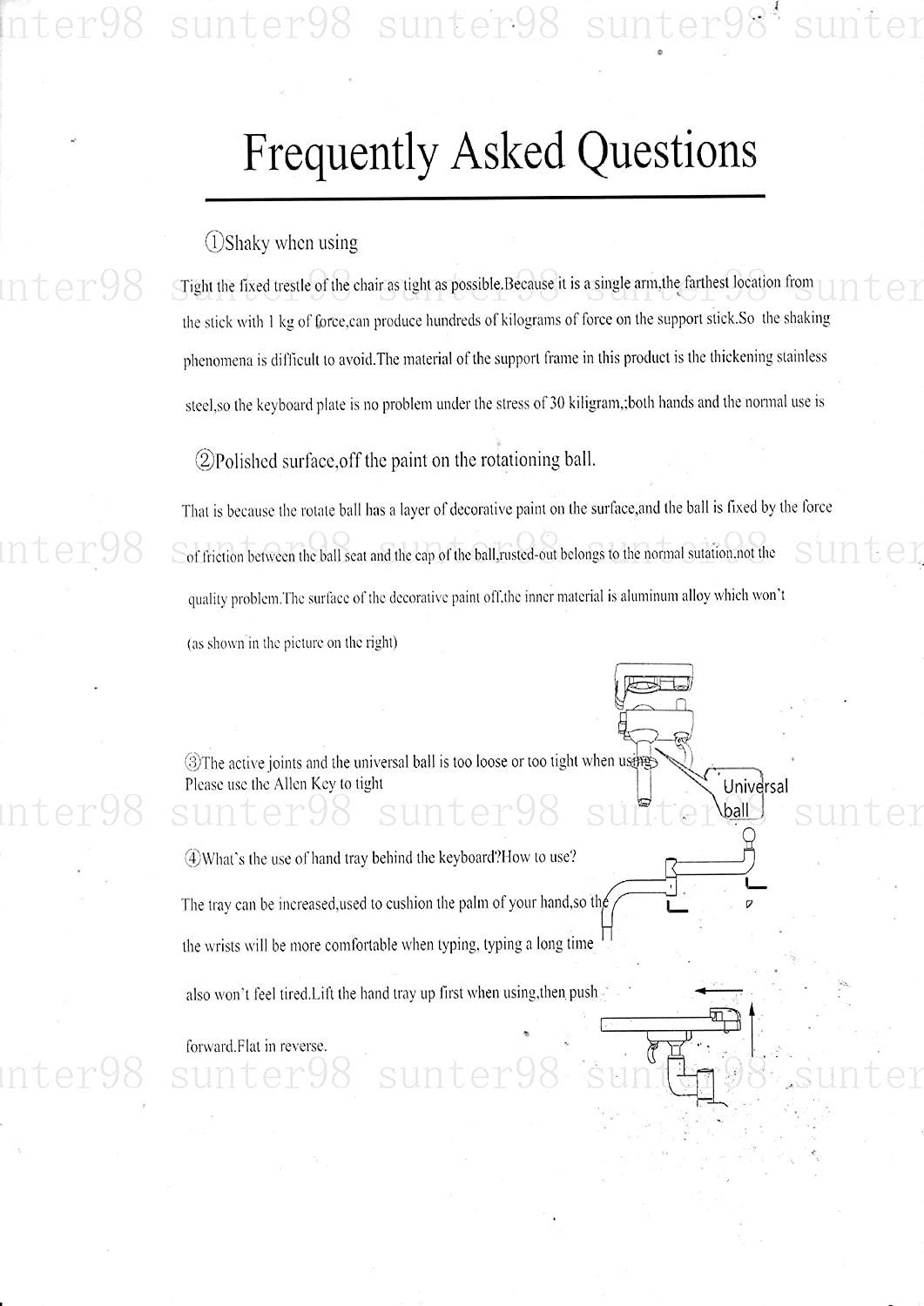 Sunter98 OK010 Ergonomic Laptop/Keyboard/Mouse Stand-Mount for Workstation/Video Gaming/etc (can be Installed to Your Chair Column or Any Round bar with max 1.96 inch Diagonal Thickness (Black)