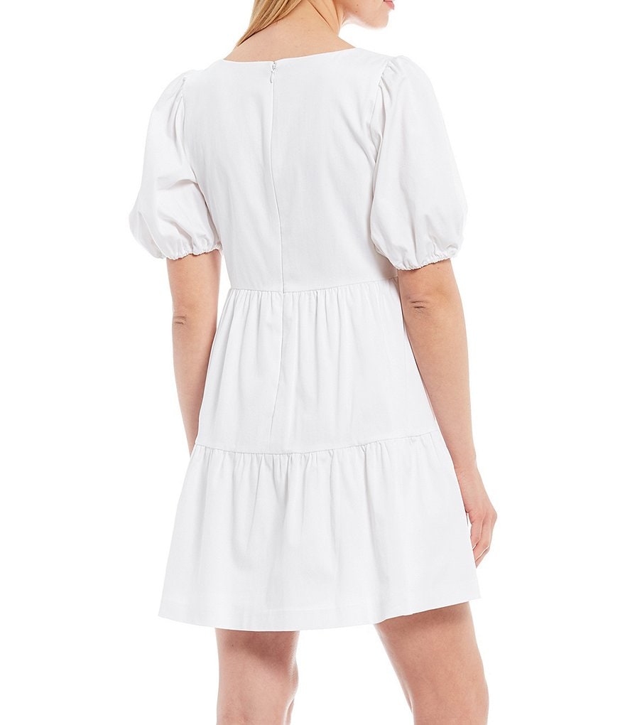 Eliza J Mock Halter High Neck Tiered Midi Dress