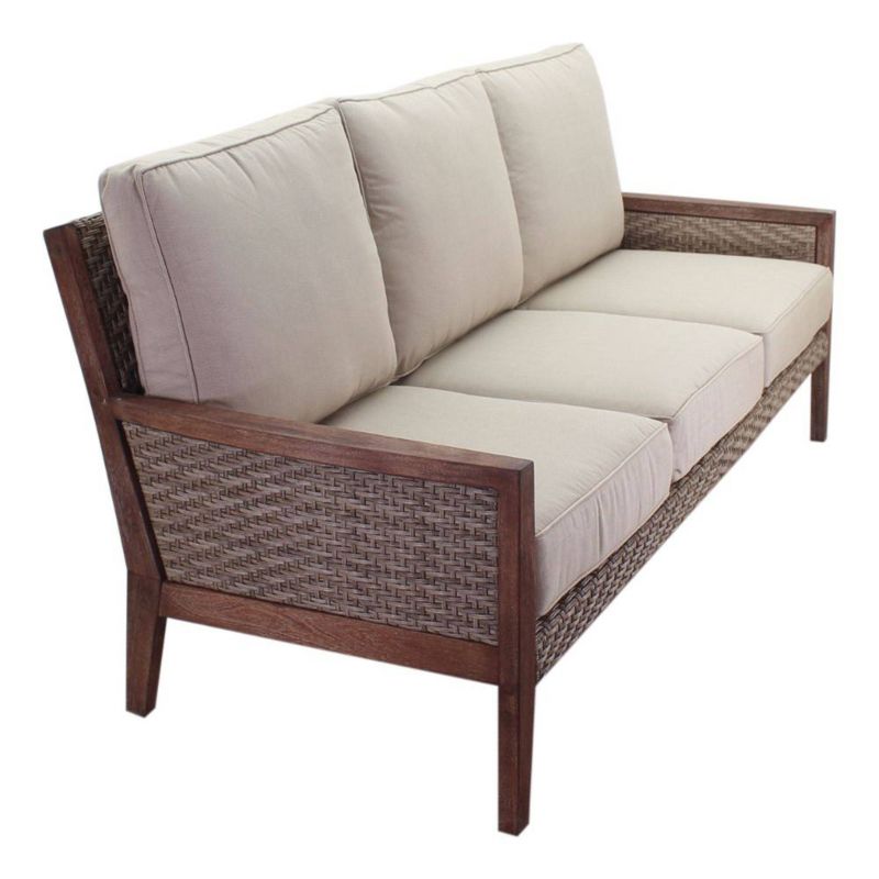 Tahoe Outdoor Three-Seater Sofa - Brown Wicker - Serta