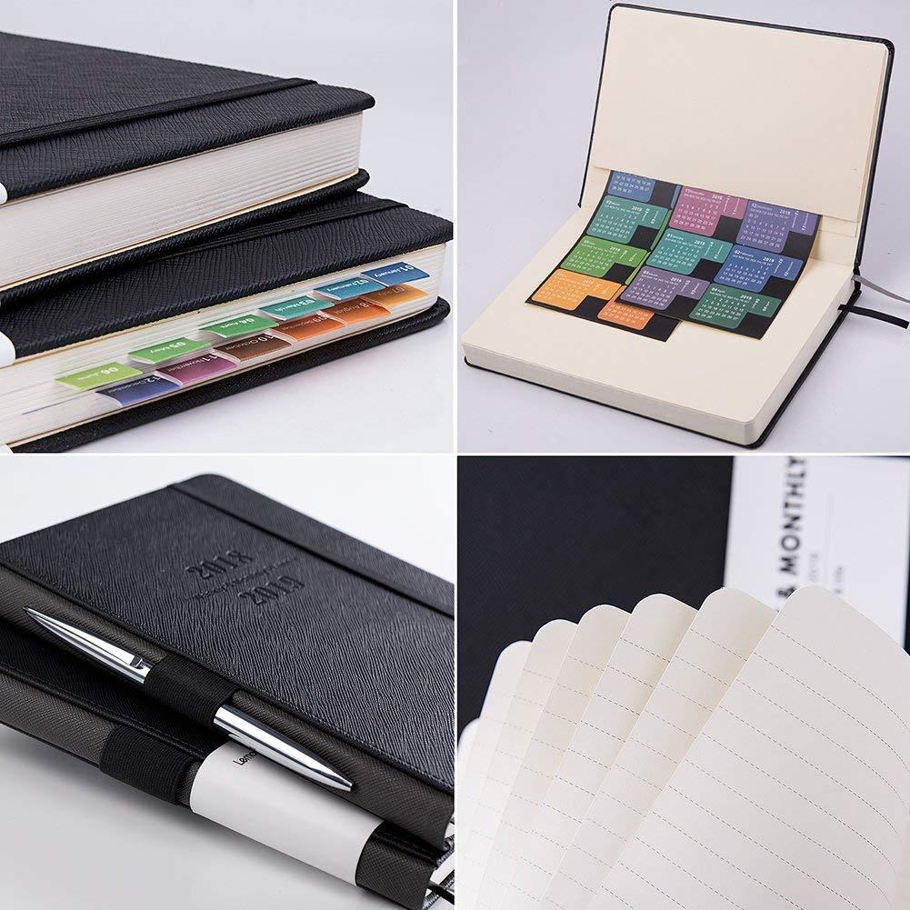 Planner 2018-2019 with Pen Holder -Academic Weekly, Monthly and Yearly Planner. Thick Paper to Achieve Your Goals & Improve Productivity, 5.75" x 8.25", Back Pocket with 68 Notes Pages - lemome