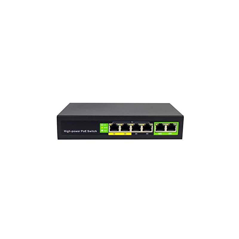 Port PoE Switch 100Mbps with 2 Ethernet Uplink Port 8023at8023af 65W Unmanaged PoE+ Switch