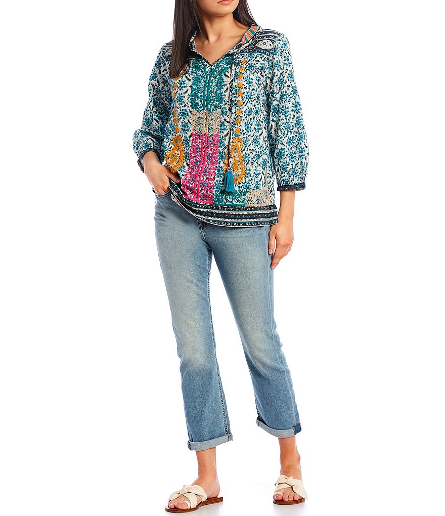 JEN7 by 7 for All Mankind Slim Boyfriend Stretch Denim Roll Cuff Jeans