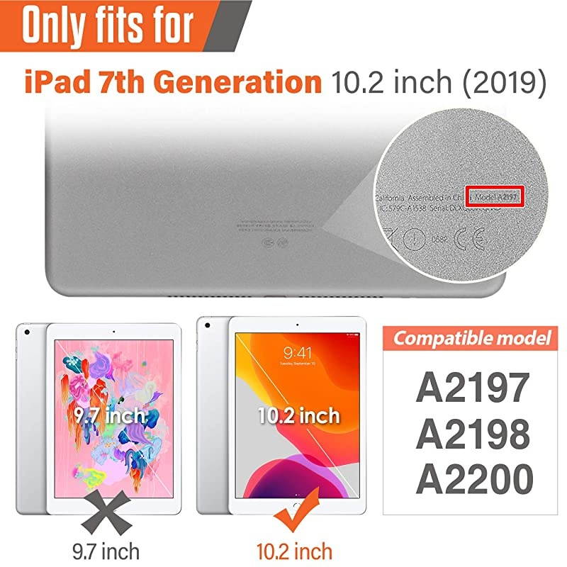 iPad 102 Case 2020 2019 iPad 8th 7th Generation Case with Pencil Holder 360&deg; Rotatable Stand with Hand Strap Shoulder Strap Builtin Screen Protector iPad 87 Generation CaseDark Blue