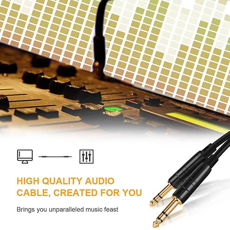 1/4&rsquo;&rsquo; TRS Cable, [2-Pack 15FT] 1/4 Inch to 1/4 Inch 6.35mm Balanced Stereo Audio Cable for Studio Monitors,Mixer,Yamaha Speaker/Receiver,Black