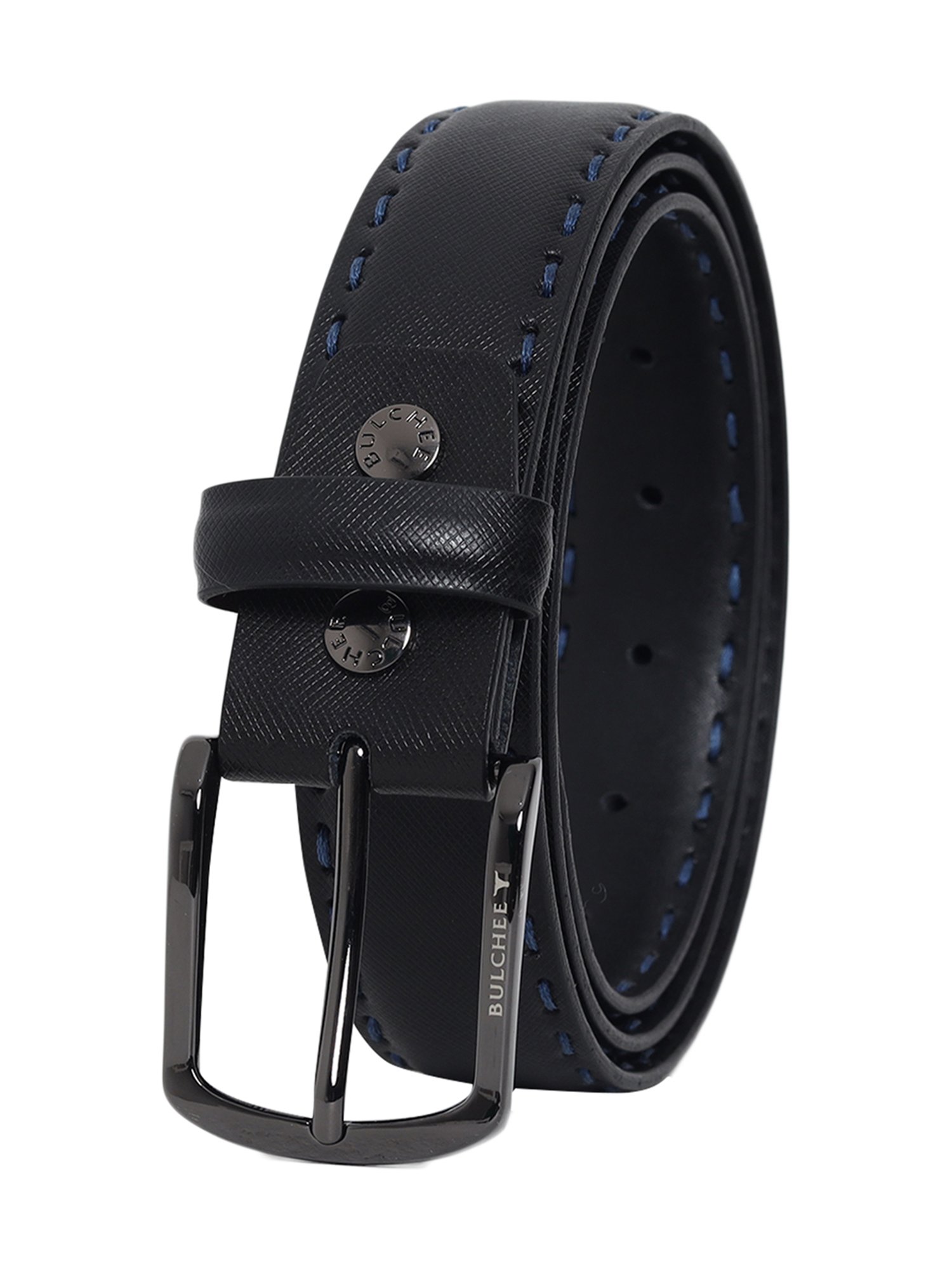 BULCHEE Black Leather Formal Belt for Men