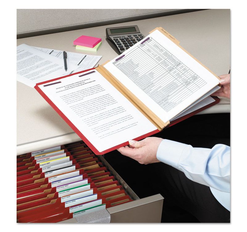 Smead 3" Expansion Folders with 2/5 Cut Tab Letter Eight-Section Bright Red 10/Box 14095