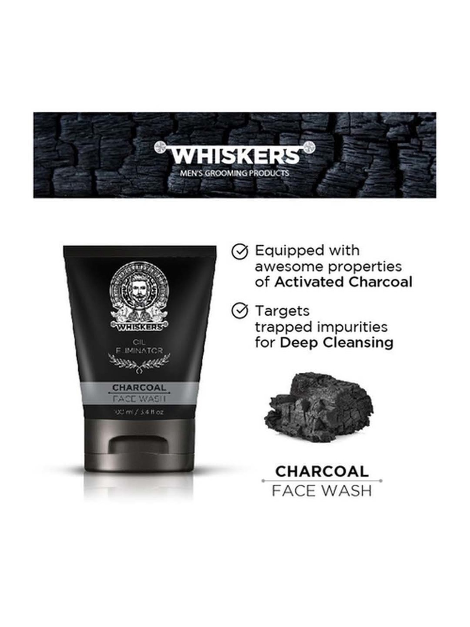 Whiskers Charcoal Face Wash - 100 ml