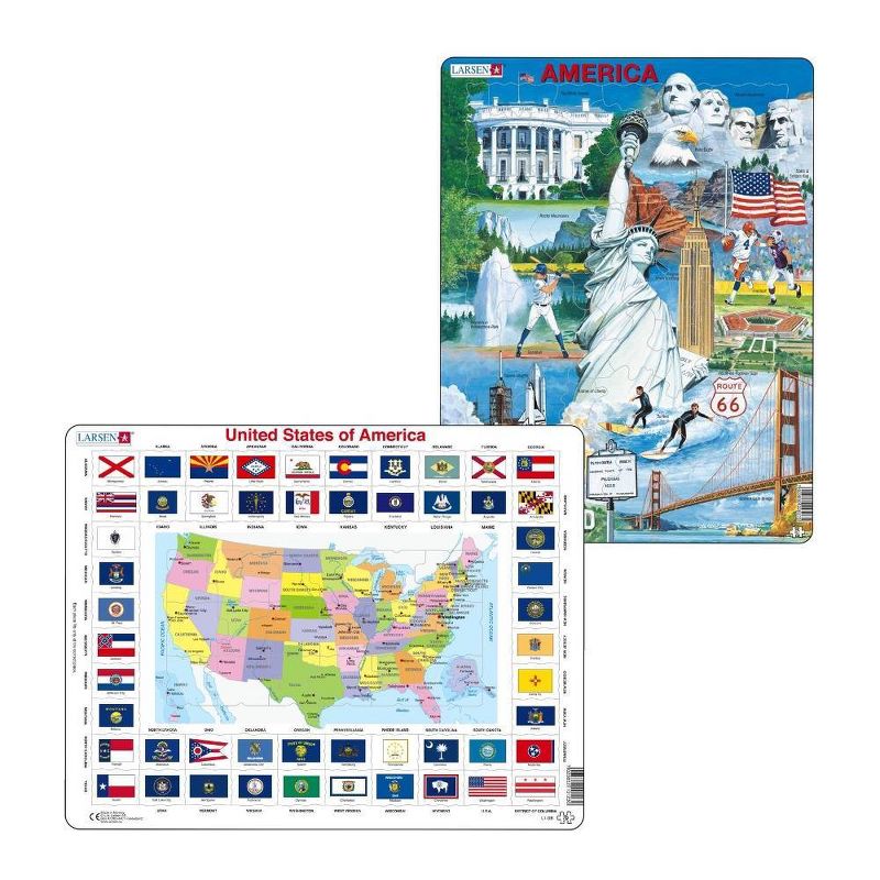 Larsen Puzzles United States & America Kids Puzzle Set - 2pk