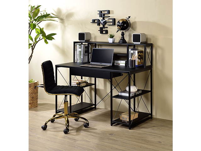 47" Gaming Desk, PC Computer Desk, Home Office Desk,PC E-Sports Gaming Workstation Gamer Tables Writing Table with PC Stand Shelf Keyboard Stand, Black, GT99