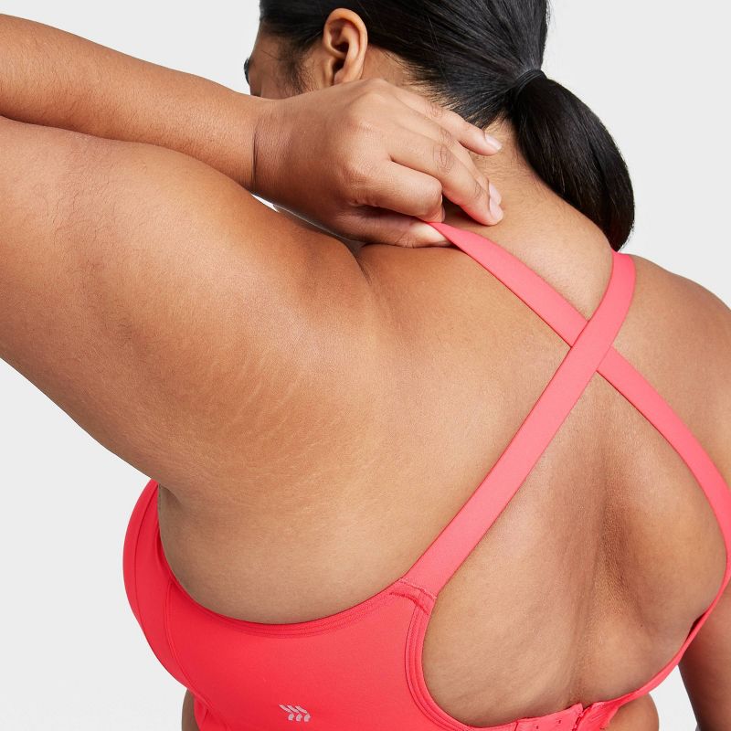 Women's Plus Size Medium Support Cross Back Shape Bra - All in Motion™ Red 1X