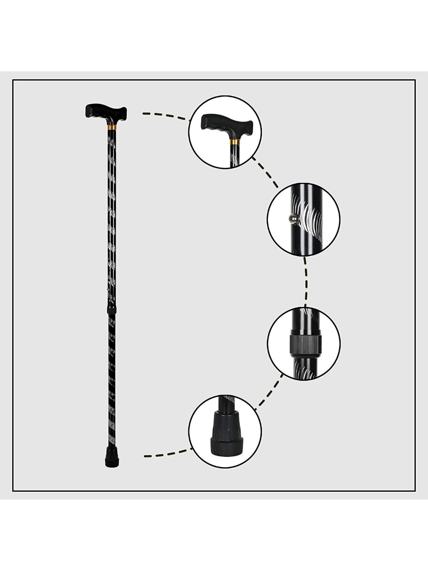 MCP Premium Aluminium Walking Stick (Black)