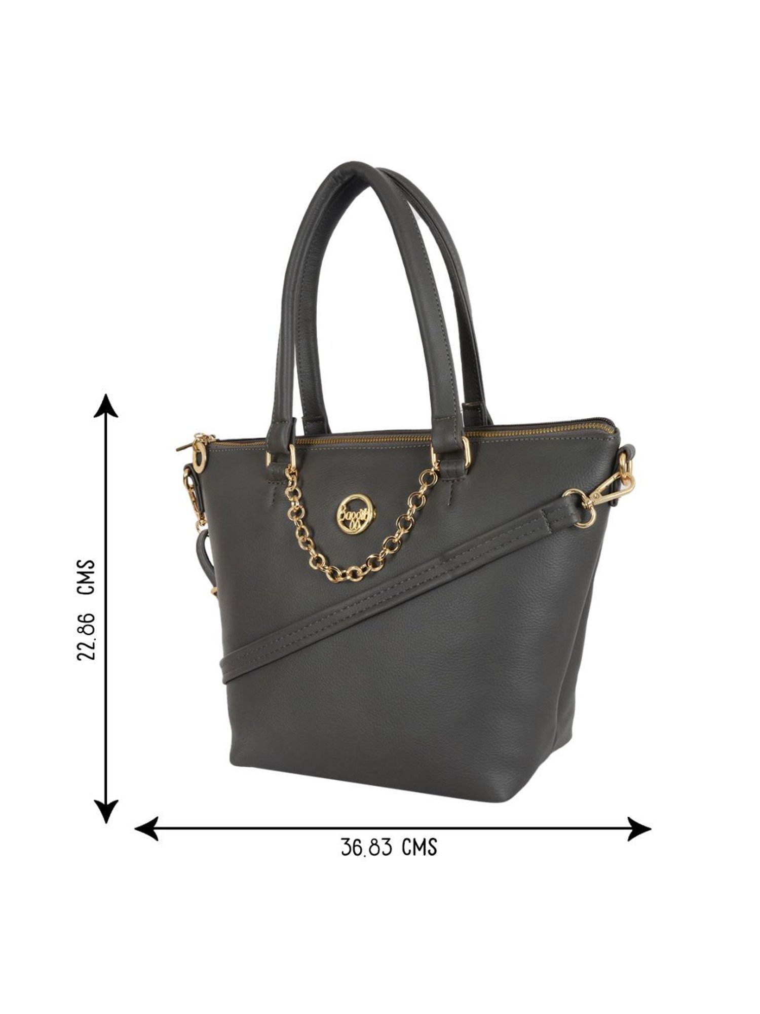 Baggit Btis Ressa Grey PU Textured Handbag