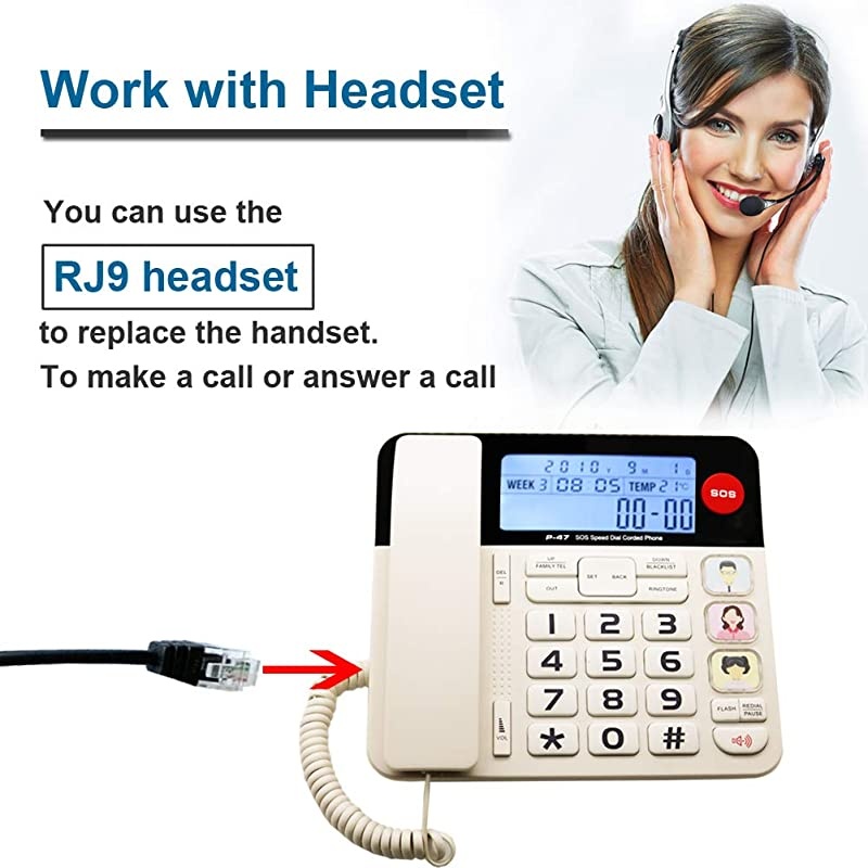 Home Landline Phone with Caller ID  P47 Upgrade Corded Desk Phone for Home with LuminousampLarge ButtonClear VolumeSOS Emergency ButtonSpeed Dial MemoryBlacklist