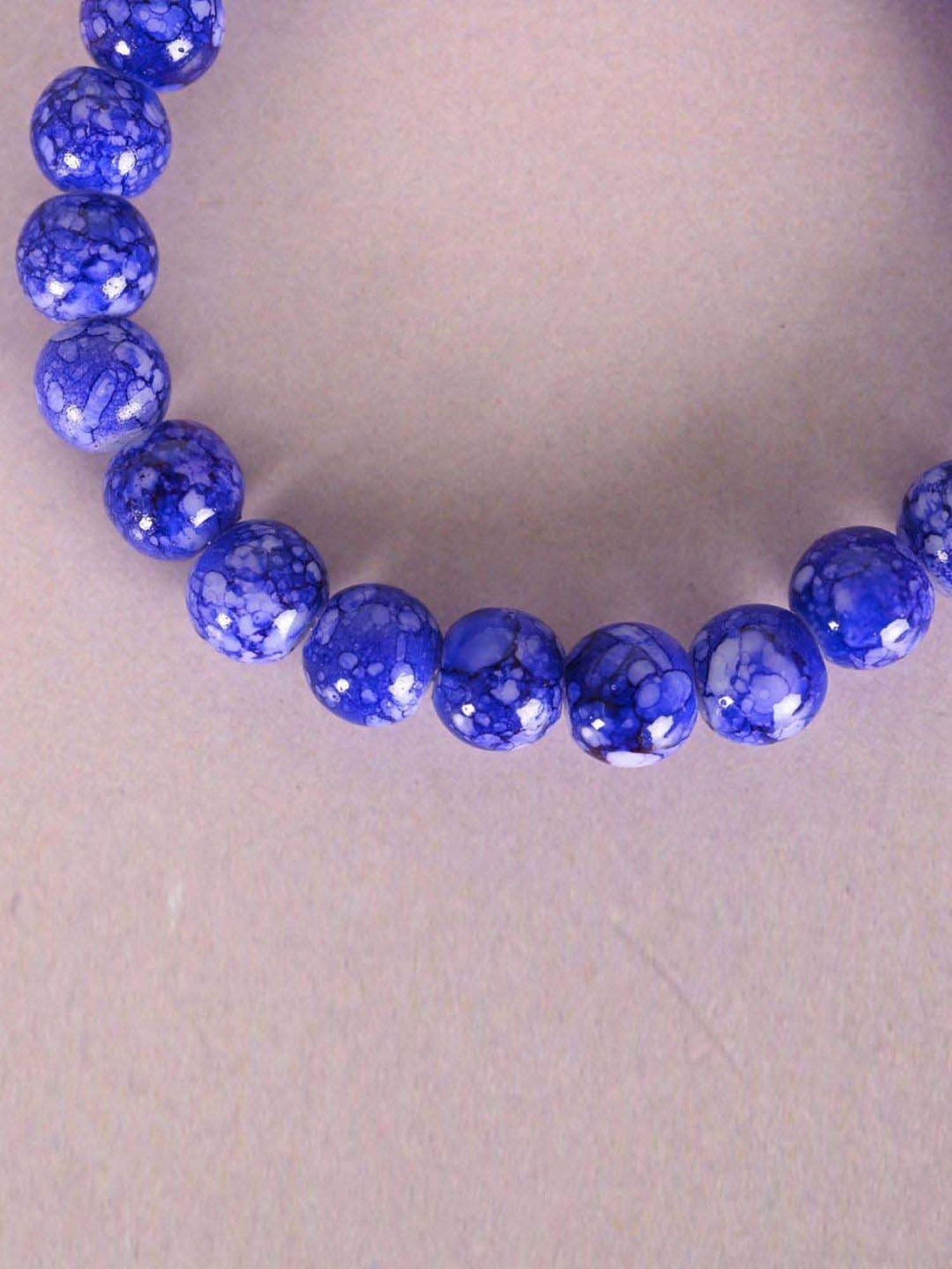 NVR Blue Marbel Crystal Elasticated Bracelet for Unisex