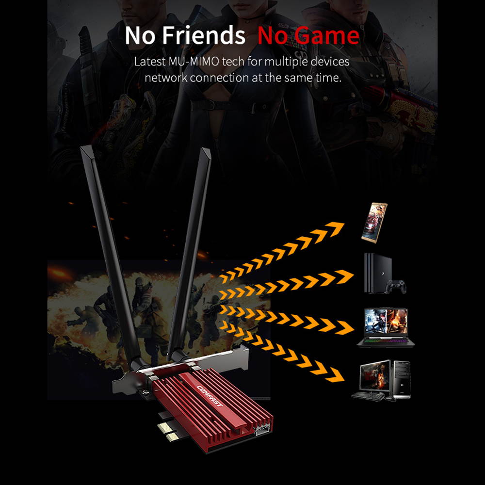 Dual Band 2.4G/5Ghz 1200M WiFi Adapter Bluetooth WLan Network Card for Intel 8265NGW Wireless-AC 8265 PCIE-X1 802.11ac 867Mbps 2x2 MU-MIMO WIFI BT 4.2 Card Wireless Adapter for Windows 7/8/10