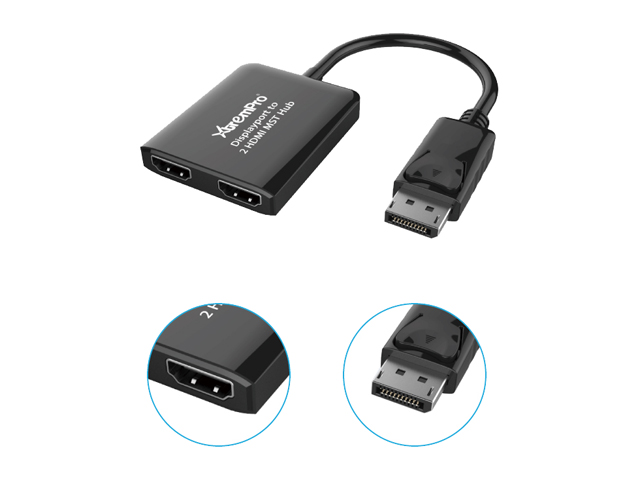 XtremPro DP-2HMMST DisplayPort to 2 HDMI Mst Hub High Def Audio Video Adapter