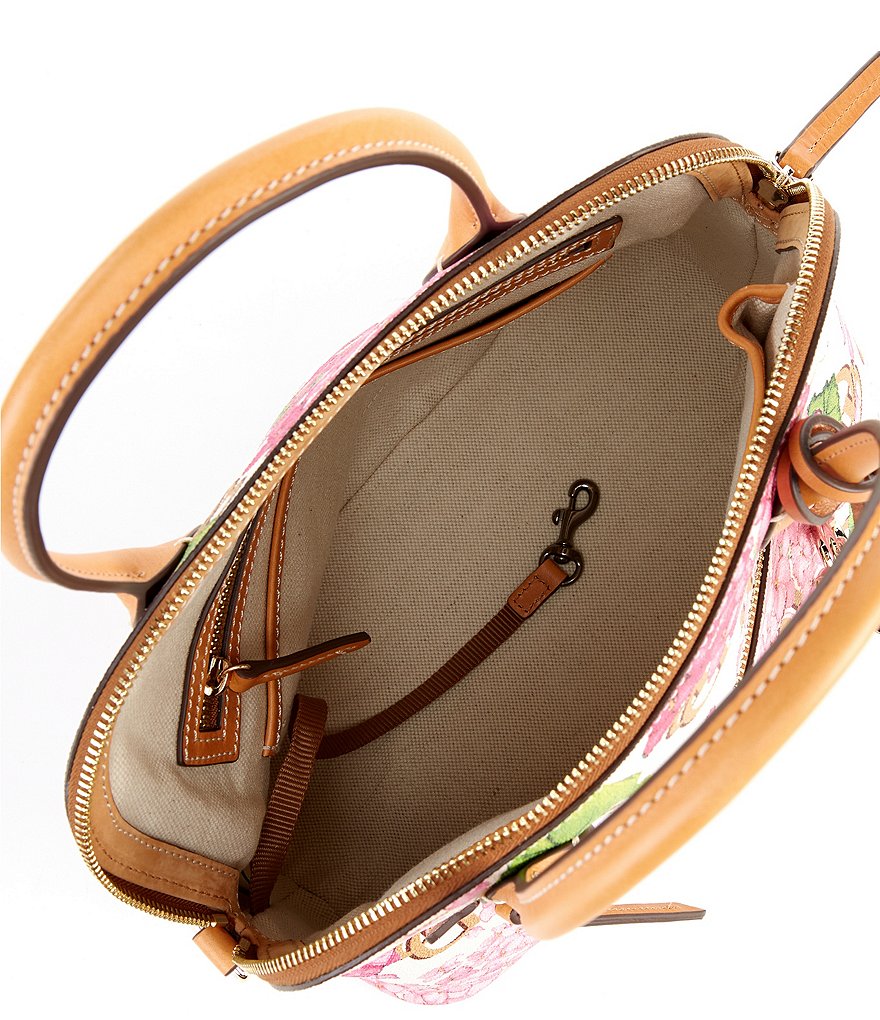 Dooney & Bourke Signature Hydrangea Monogram Collection Large Floral Domed Satchel Bag
