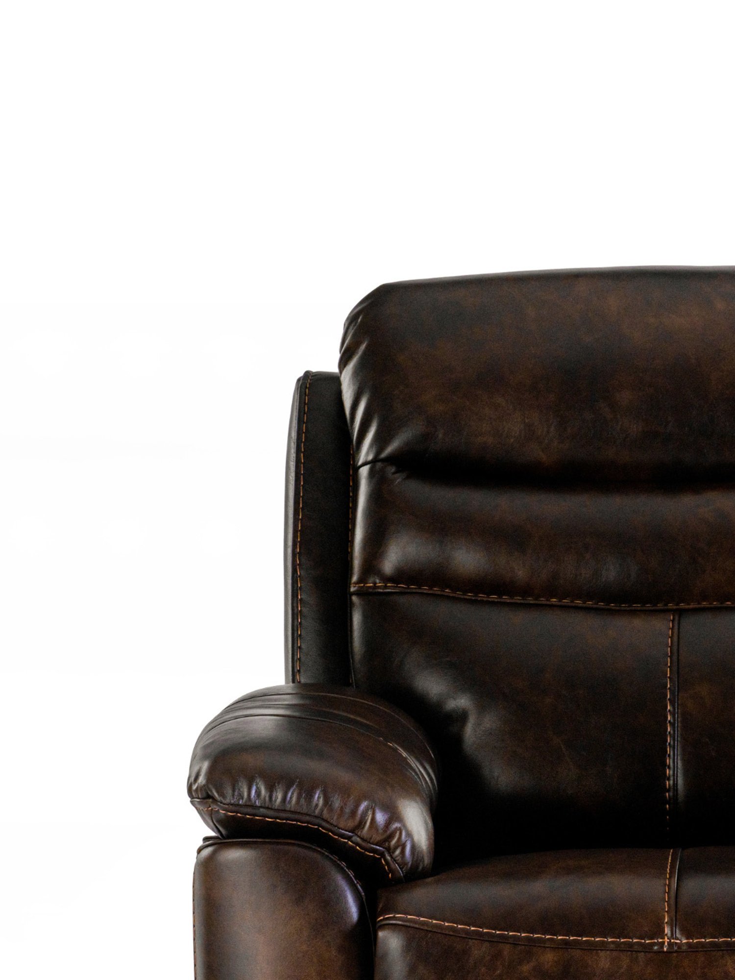 Durian Patterson Dark Brown Nappa Aire Leather Reliner Sofa