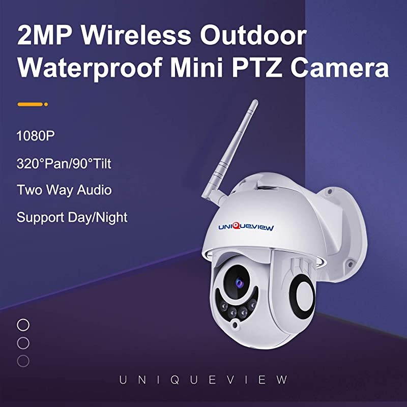 2.4Ghz WiFi IP PTZ Camera 1080P HD Outdoor Night Vision Waterproof CCTV Security Dome Camera 5X Digital Zoom, with PC Software/Web Client, ONVIF, Two Way Audio CCTV Surveillance Camera