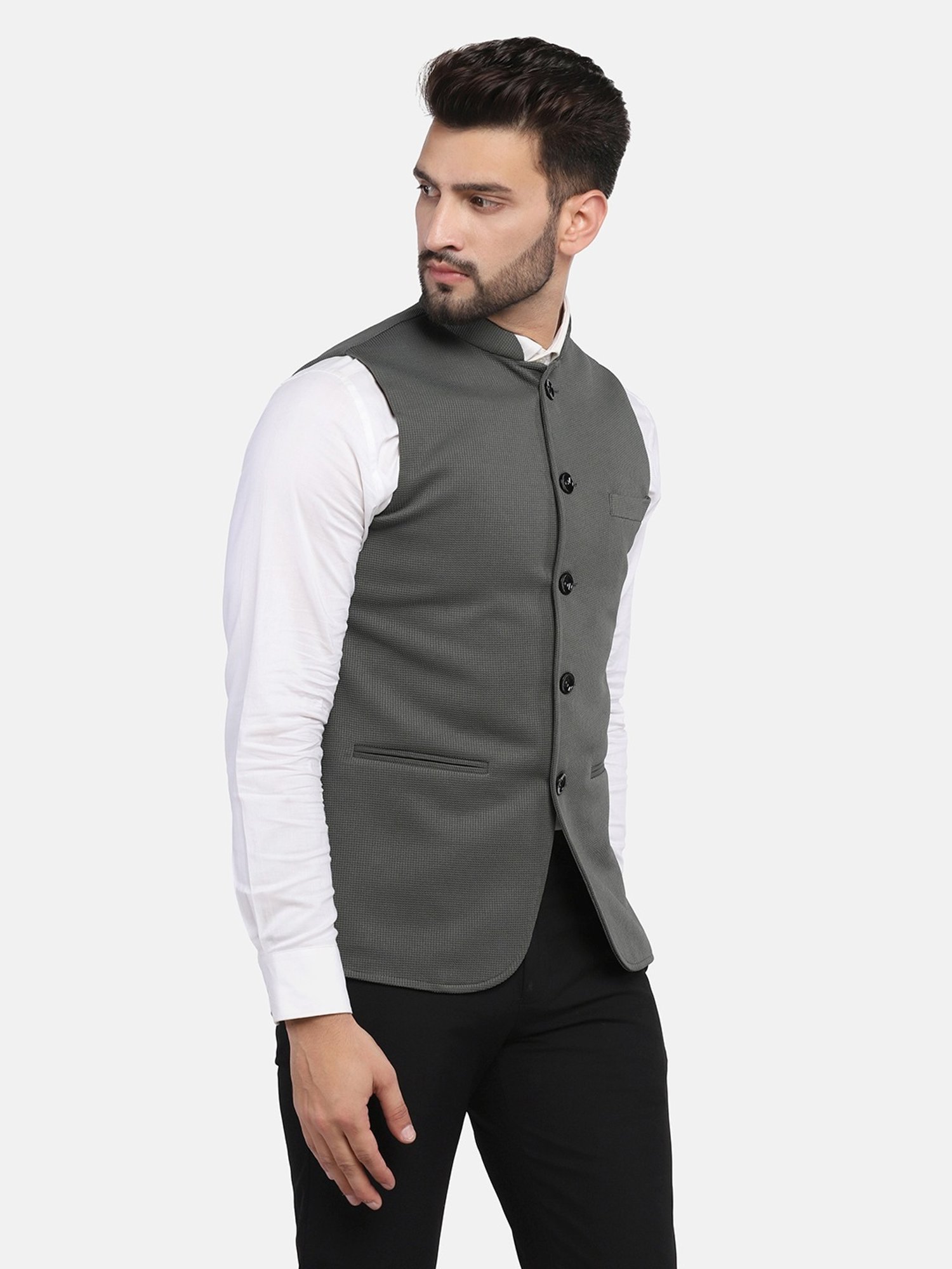 TAHVO Green  Slim Fit Nehru Jacket