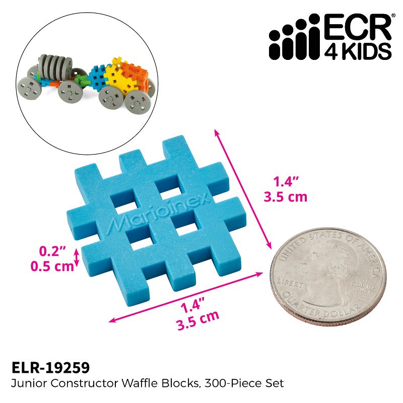 ECR4Kids Mini Waffle Blocks Konstructors - 300 Piece