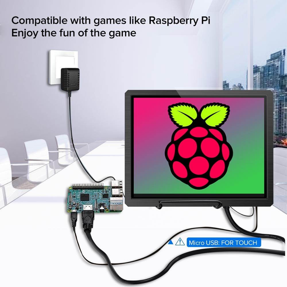 12.3"Touch Monitor Computer Display 1600&times;1200 Portable Monitor Capacitive External Screen 4:3 with HDMI DVI VGA For PC