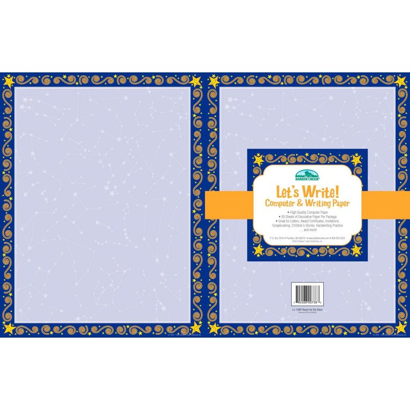 Barker Creek Computer Paper, 8-1/2 x 11 Inches, Reach for the Stars, 50 Sheets